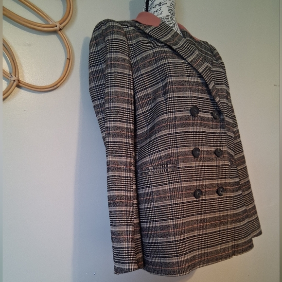 Rebecca Taylor Plaid Double-Breasted Jacket Size 6 / P2P 19 - Picture 7 of 14